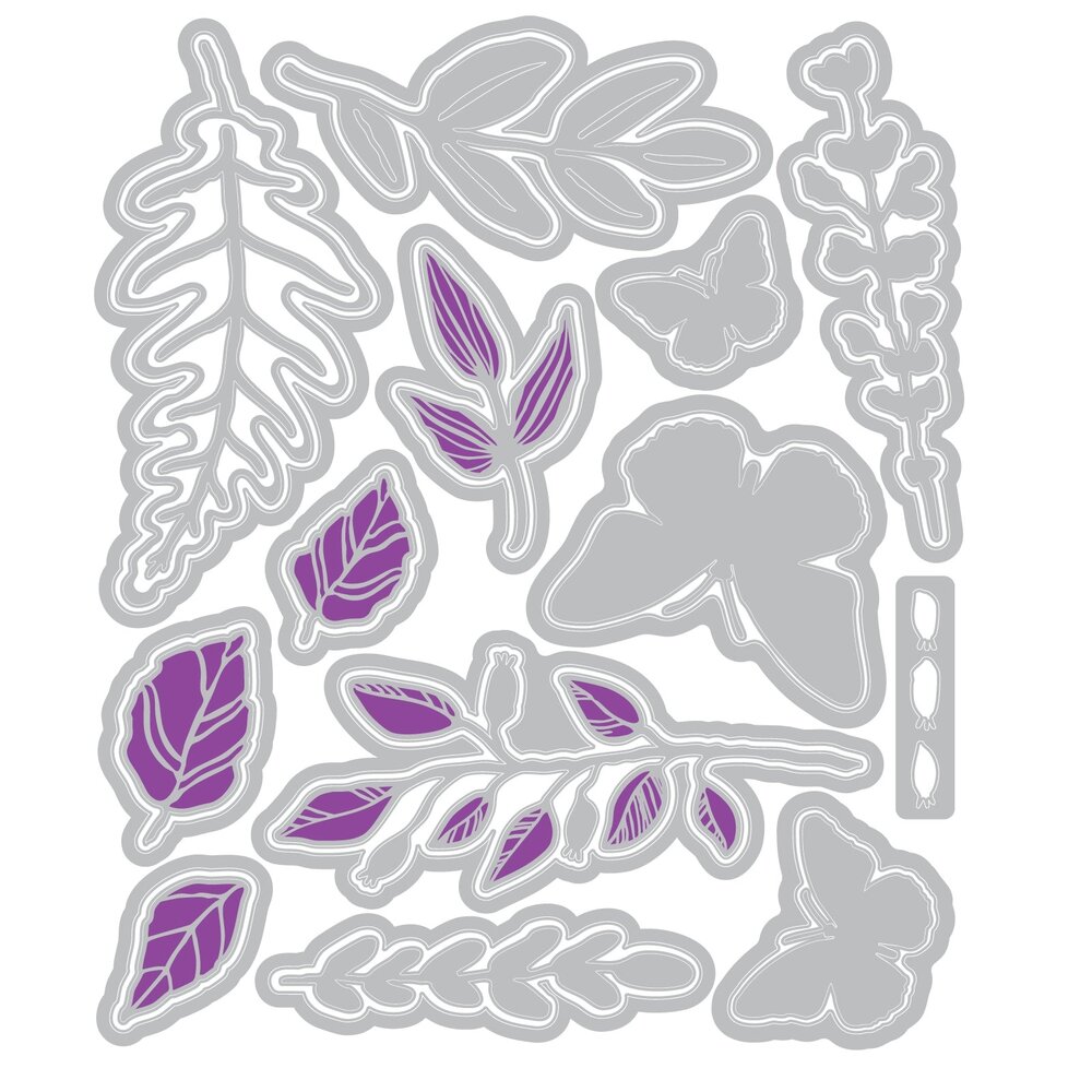 Sizzix Clear Stamps w/Framelits Die by Vicki Boutin Greenery Layers #1 (12+26pcs) (667075)