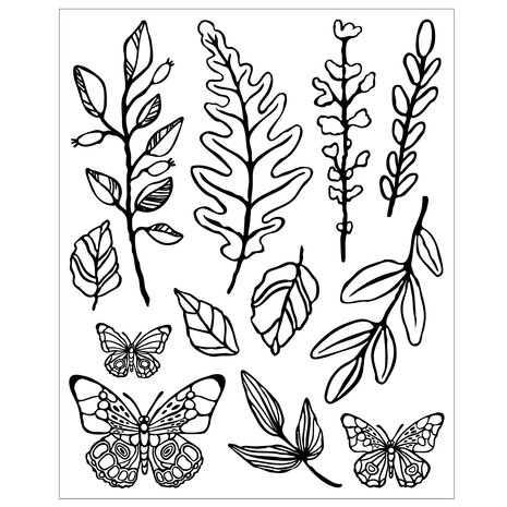 Sizzix Clear Stamps w/Framelits Die by Vicki Boutin Greenery Layers #1 (12+26pcs) (667075)