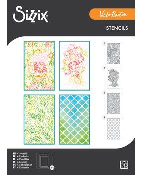 Sizzix Stencil A5 by Vicki Boutin Buildables Botanicals #1 (4pcs) (667071)