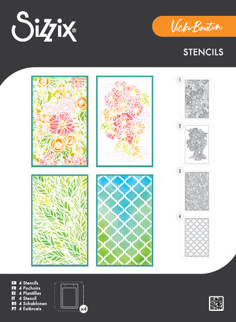 Sizzix Stencil A5 by Vicki Boutin Buildables Botanicals #1 (4pcs) (667071)