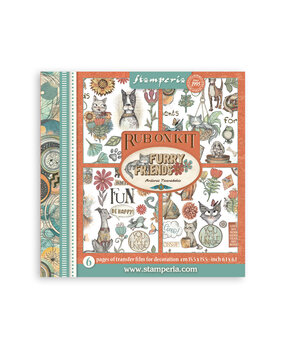 Stamperia Furry Friends Rub-On 6,1x6,1 Inch Assortment (6pcs) (DFLRBX07)