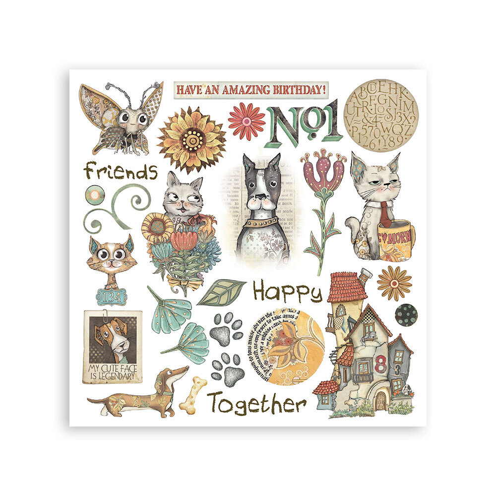 Stamperia Furry Friends Rub-On 6,1x6,1 Inch Assortment (6pcs) (DFLRBX07)