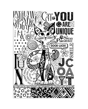 Stamperia Furry Friends A4 Rice Paper Cat One Color Print (6pcs) (DFSA41099)