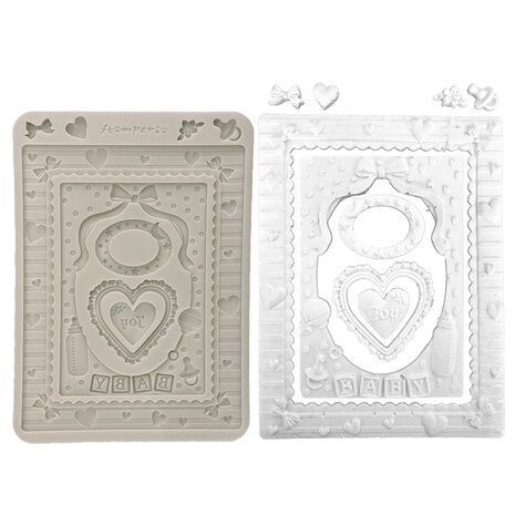 Stamperia Baby A5 Silicon Mould Frames and Hearts (KACMA602)