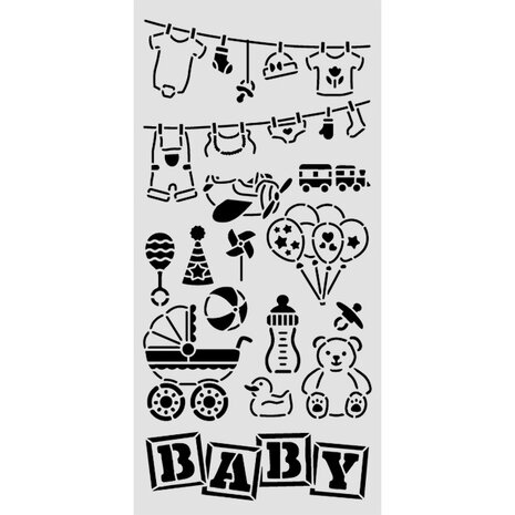 Stamperia Baby Thick Stencil 12x25cm Elements (KSTDL145)