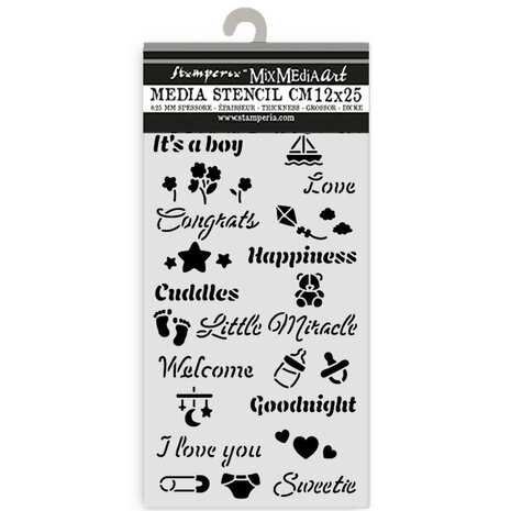 Stamperia Baby Thick Stencil 12x25cm Quotes (KSTDL144)