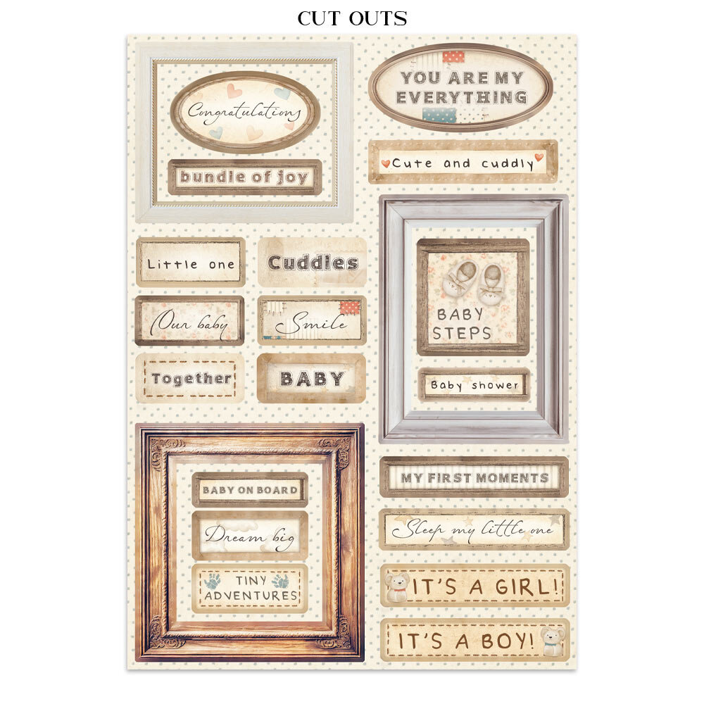 Stamperia Baby Junk Journal Stickers, Backgrounds, Cut-Outs (SBJK12)