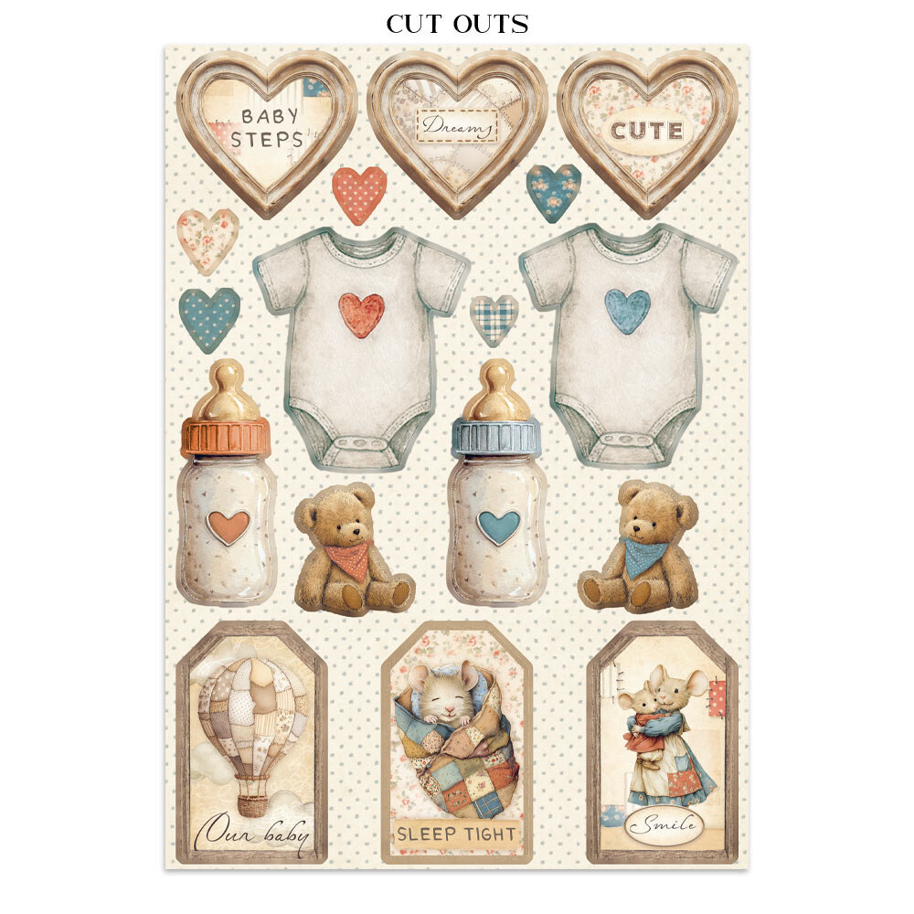 Stamperia Baby Junk Journal Stickers, Backgrounds, Cut-Outs (SBJK12)