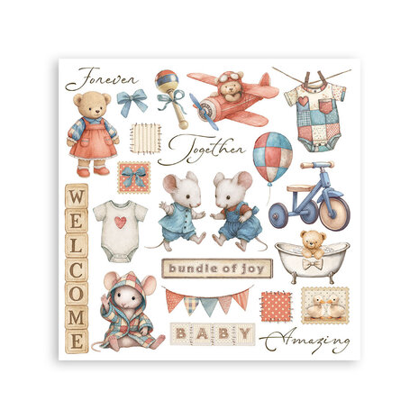 Stamperia Baby Rub-On 6,1x6,1 Inch Assortment (6pcs) (DFLRBX05)