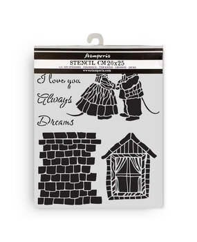 Stamperia Family Thick Stencil 20x25cm House and Mice (KSTD196)