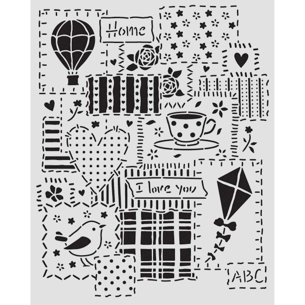 Stamperia Family Thick Stencil 20x25cm Patchwork (KSTD197)