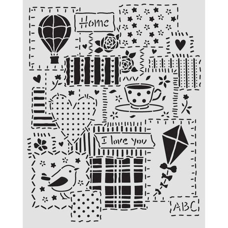 Stamperia Family Thick Stencil 20x25cm Patchwork (KSTD197)