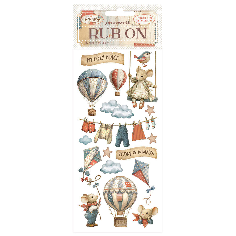 Stamperia Family Rub-On 8,33x2,36 Inch Air Balloons (DFLRB218)