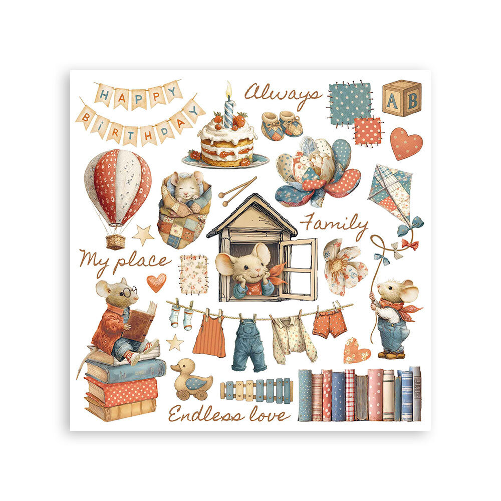 Stamperia Family Rub-On 6,1x6,1 Inch Assortment (6pcs) (DFLRBX04)