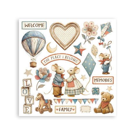 Stamperia Family Rub-On 6,1x6,1 Inch Assortment (6pcs) (DFLRBX04)