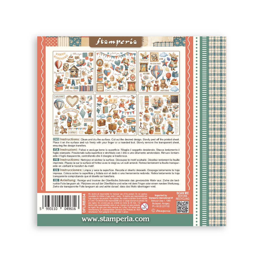 Stamperia Family Rub-On 6,1x6,1 Inch Assortment (6pcs) (DFLRBX04)