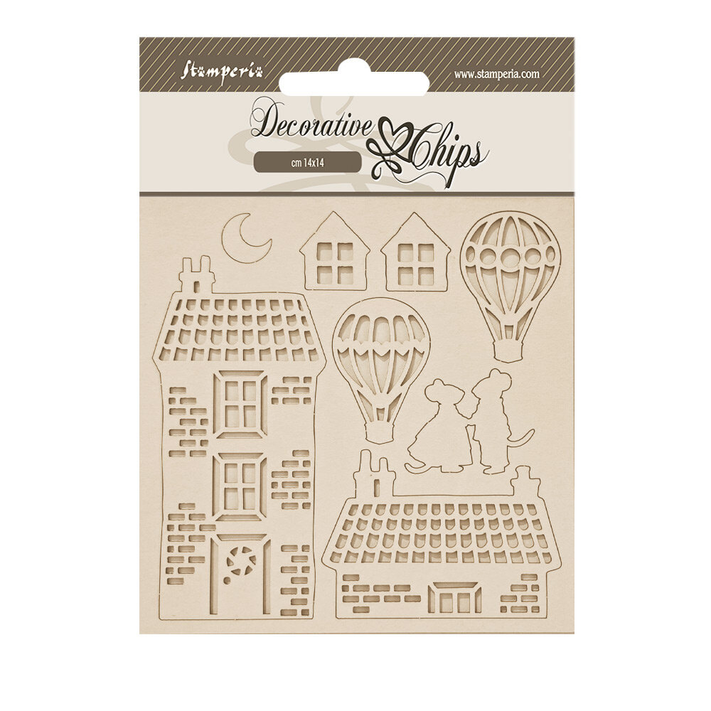 Stamperia Family Decorative Chips House and Balloons (SCB281)