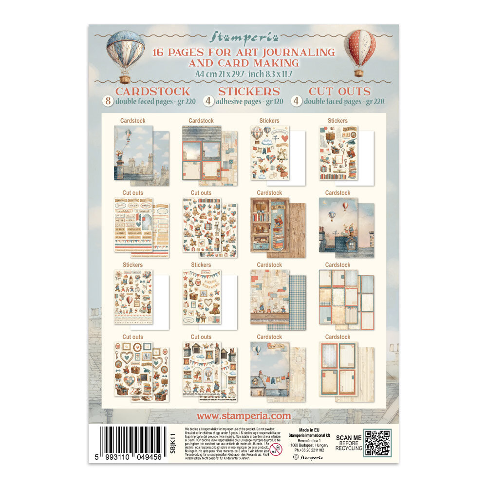 Stamperia Family Junk Journal Stickers, Backgrounds, Cut-Outs (SBJK11)