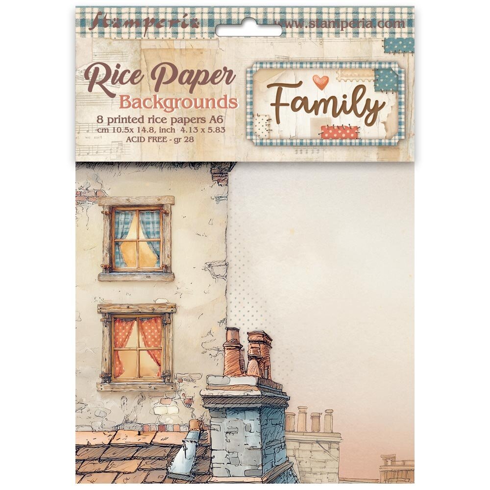 Stamperia Family A6 Rice Paper Backgrounds (8pcs) (DFSAK6049)