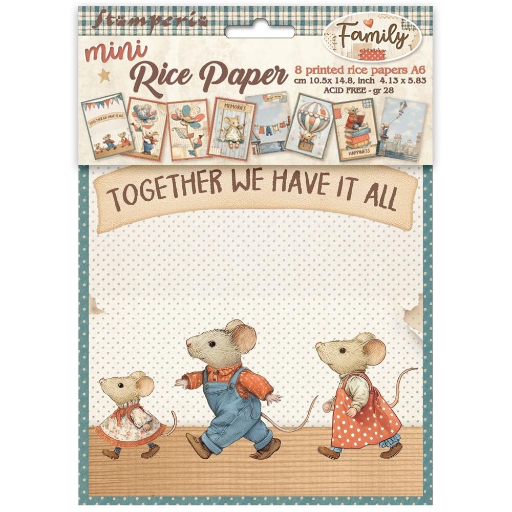 Stamperia Family A6 Mini Rice paper (8pcs) (DFSA6X03) Stamperia Family A6 Mini Rice paper (8pcs) (DFSA6X03)