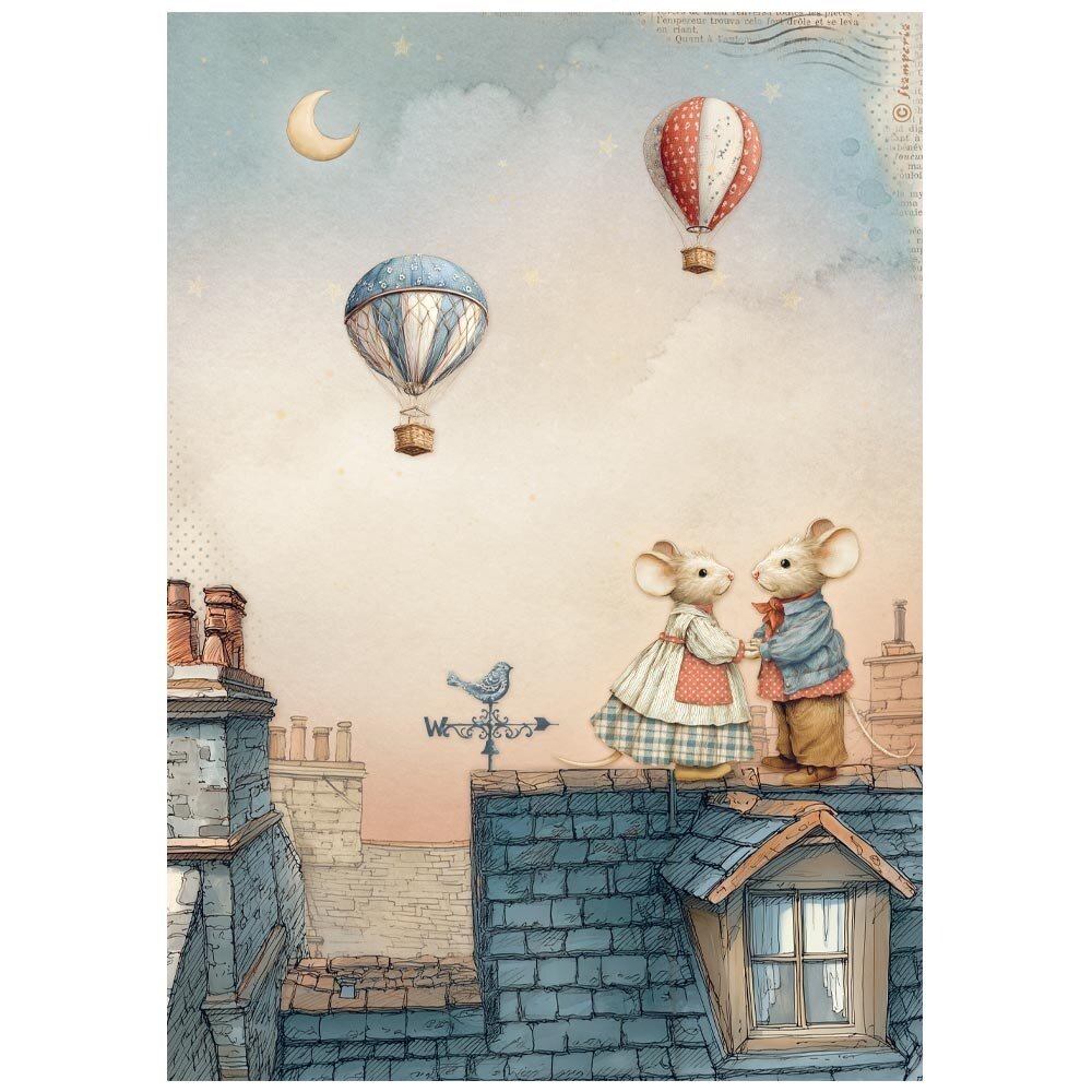 Stamperia Family A4 Rice Paper Mice on the Roof (6pcs) (DFSA41084)