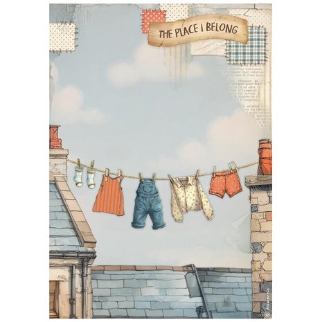 Stamperia Family A4 Rice Paper Fresh Laundry (6pcs) (DFSA41088)