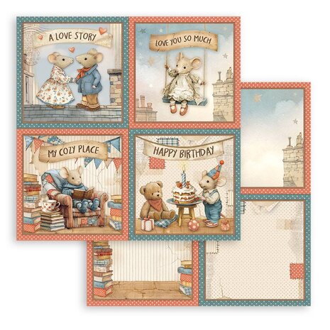 Stamperia Family 12x12 Inch Paper Sheet 4 Cards (10pcs) (SBB1119)