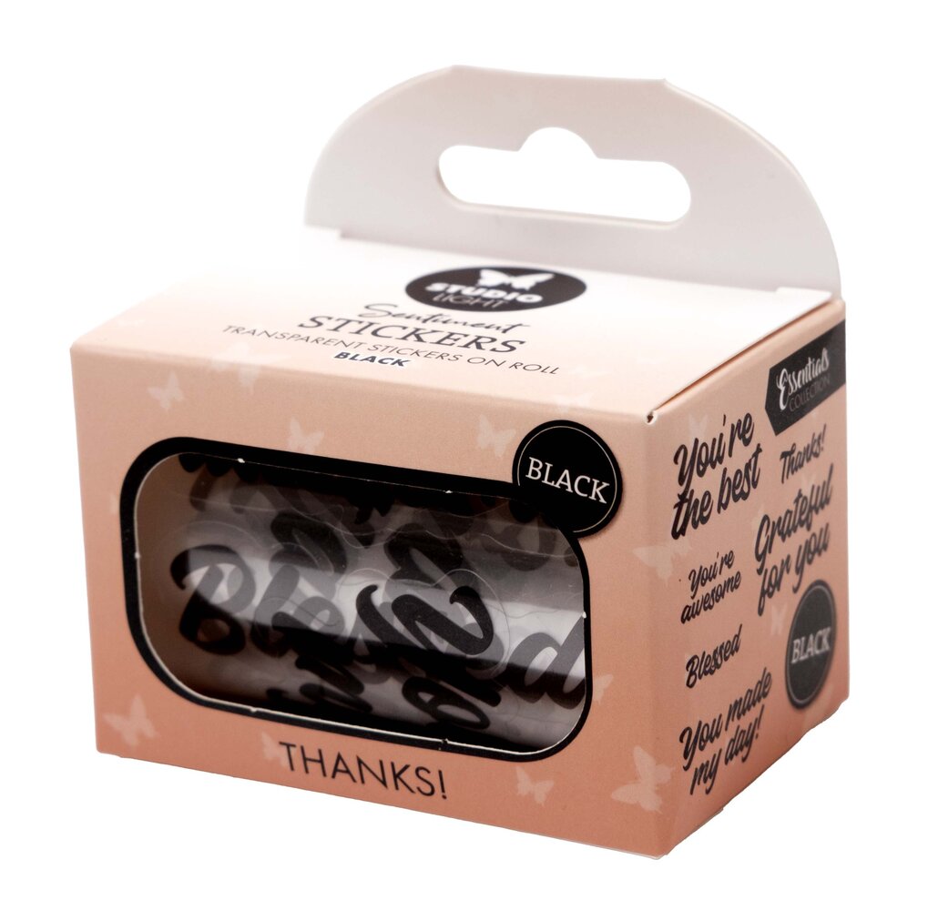 Studio Light Thanks! Black Transparent Stickers on Roll (SL-ES-STIC58)