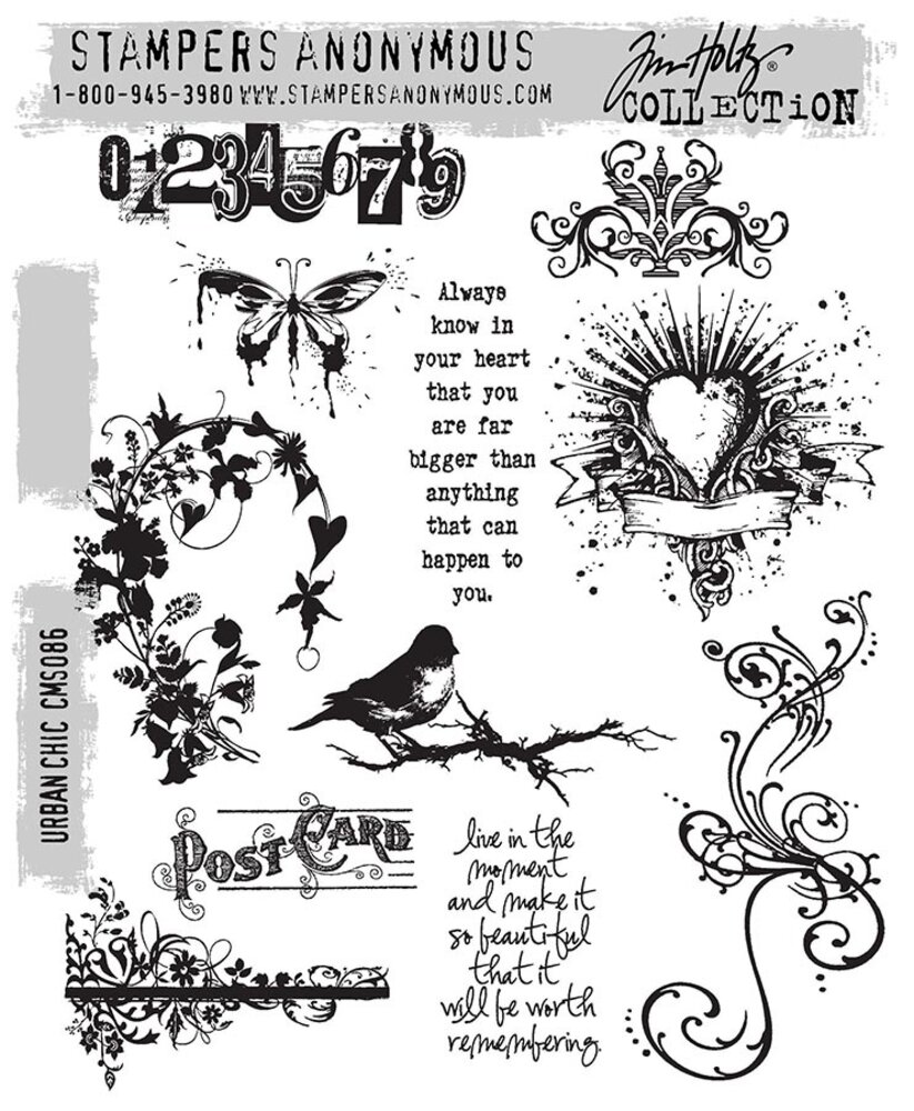Stampers Anonymous Urban Chic Tim Holtz Cling Stamps (CMS086) Stampers Anonymous Urban Chic Tim Holtz Cling Stamps (CMS086)
