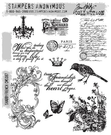 Stampers Anonymous Shabby French Tim Holtz Cling Stamps (CMS087) Stampers Anonymous Shabby French Tim Holtz Cling Stamps (CMS087)