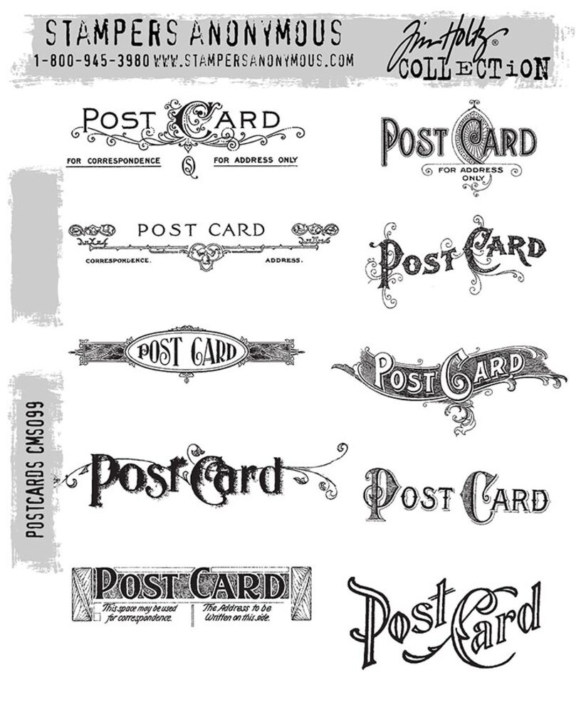 Stampers Anonymous Postcards Tim Holtz Cling Stamps (CMS099)