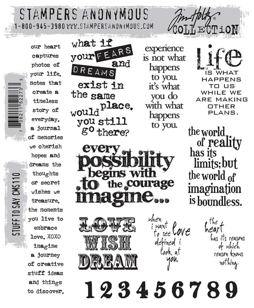 Stampers Anonymous Stuff To Say Tim Holtz Cling Stamps (CMS110) Stampers Anonymous Stuff To Say Tim Holtz Cling Stamps (CMS110)
