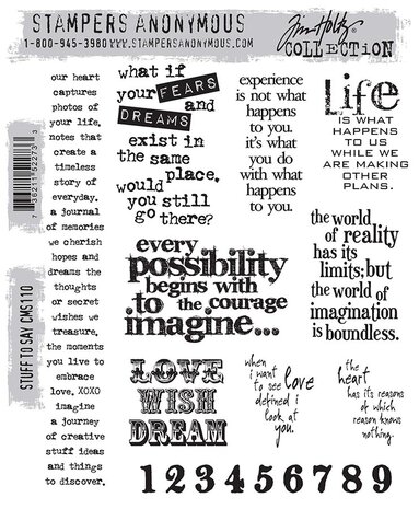 Stampers Anonymous Stuff To Say Tim Holtz Cling Stamps (CMS110) Stampers Anonymous Stuff To Say Tim Holtz Cling Stamps (CMS110)