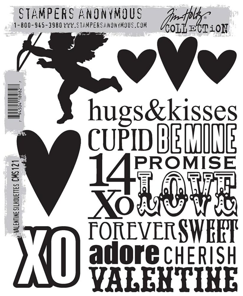 Stampers Anonymous Valentine Silhouettes Tim Holtz Cling Stamps (CMS121)