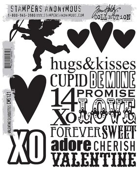 Stampers Anonymous Valentine Silhouettes Tim Holtz Cling Stamps (CMS121)