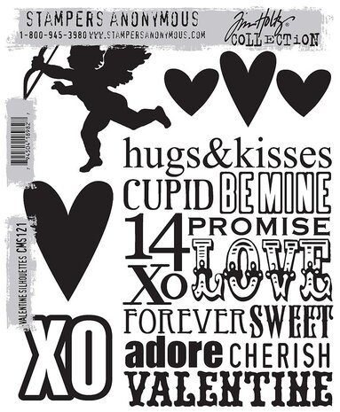 Stampers Anonymous Valentine Silhouettes Tim Holtz Cling Stamps (CMS121)