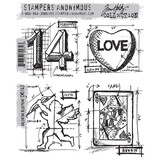 Stampers Anonymous Valentine Blueprint Tim Holtz Cling Stamps (CMS143)