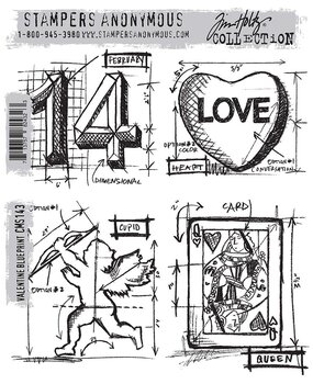 Stampers Anonymous Valentine Blueprint Tim Holtz Cling Stamps (CMS143)