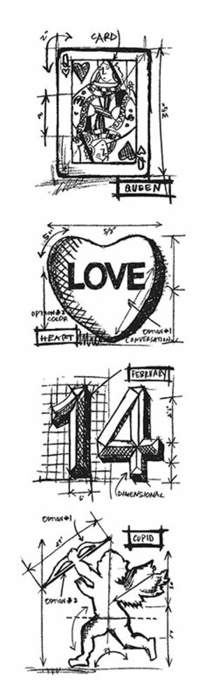 Stampers Anonymous Valentine Mini Tim Holtz Blueprint Strip Stamps (THMB004)
