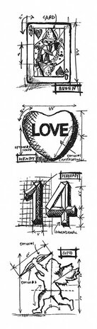 Stampers Anonymous Valentine Mini Tim Holtz Blueprint Strip Stamps (THMB004)