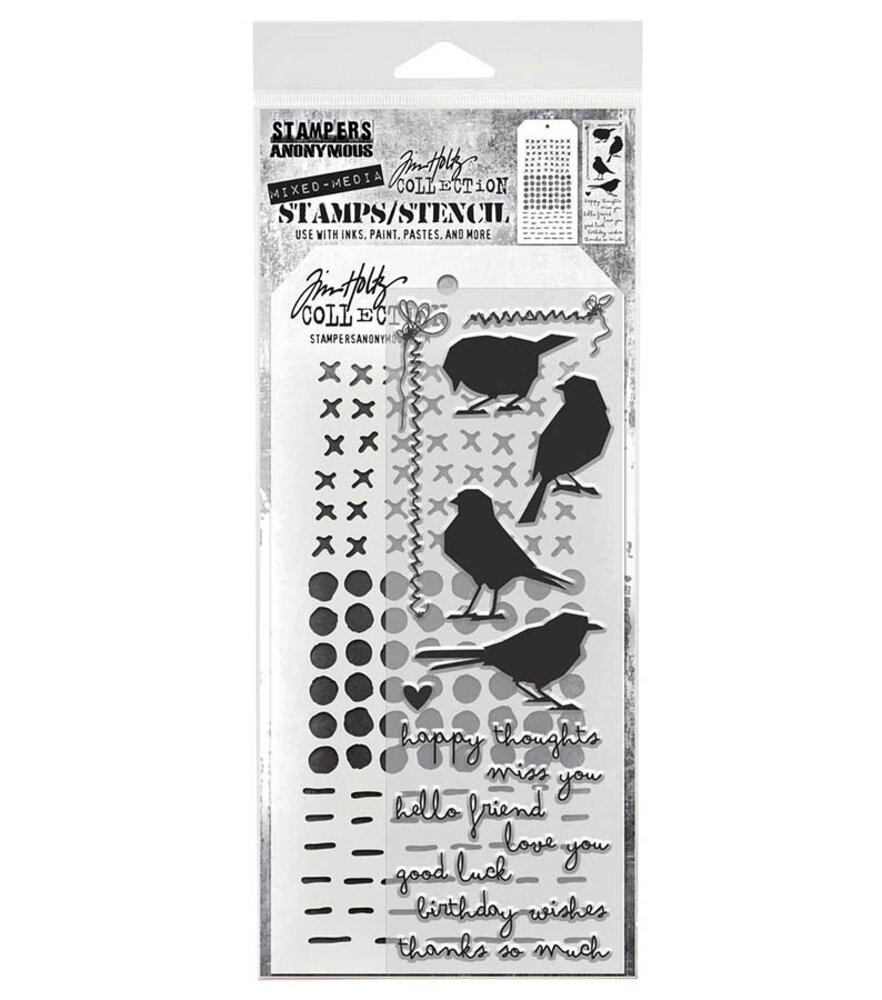 Stampers Anonymous Shilhoutte Birds Tim Holtz Stamps/Stencil (THMM182)