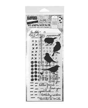 Stampers Anonymous Shilhoutte Birds Tim Holtz Stamps/Stencil (THMM182)