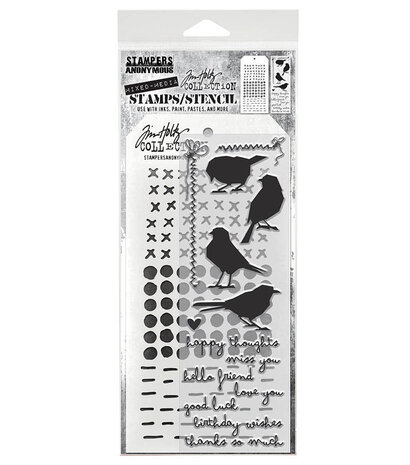 Stampers Anonymous Shilhoutte Birds Tim Holtz Stamps/Stencil (THMM182)