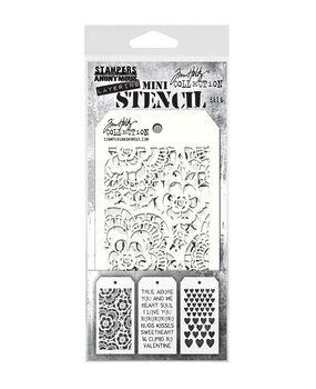 Stampers Anonymous Set #6 Tim Holtz Layering Mini Stencil (3pcs) (THMST006)