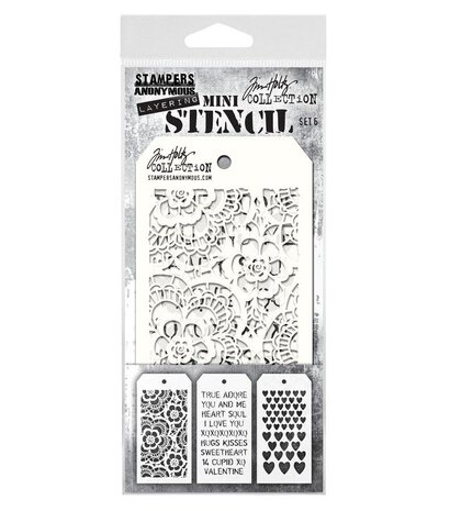 Stampers Anonymous Set #6 Tim Holtz Layering Mini Stencil (3pcs) (THMST006)