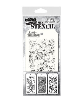 Stampers Anonymous Set #25 Tim Holtz Layering Mini Stencil (3pcs) (THMST025)