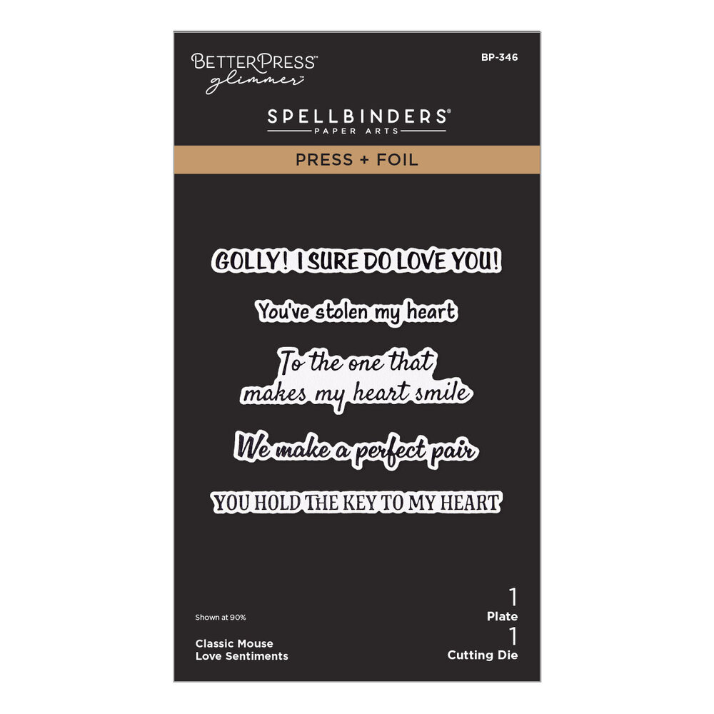 Spellbinders Classic Mouse Love Press + Foil Plate & Die Set Sentiments (BP-346)