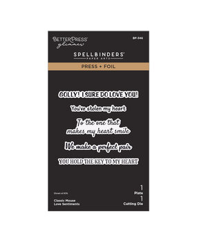 Spellbinders Classic Mouse Love Press + Foil Plate & Die Set Sentiments (BP-346)