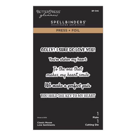 Spellbinders Classic Mouse Love Press + Foil Plate & Die Set Sentiments (BP-346)