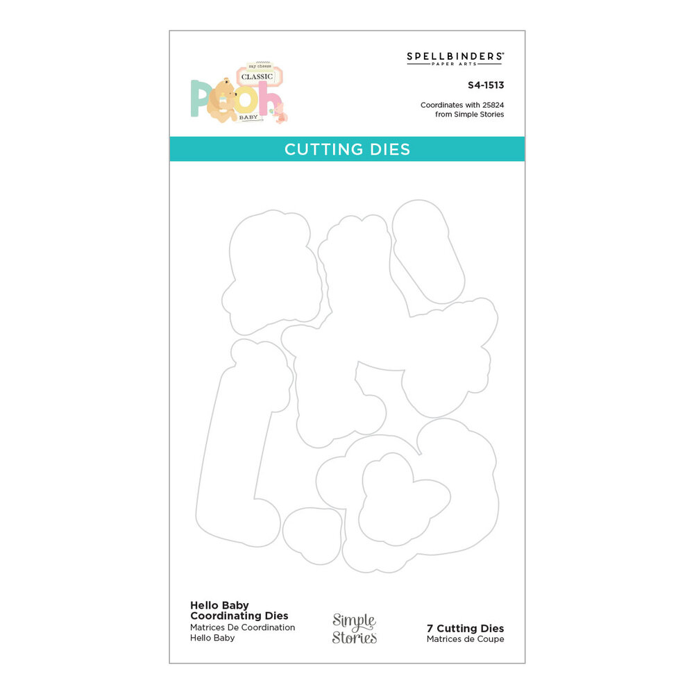 Spellbinders Say Cheese Classic Pooh Baby Etched Dies Hello Baby (S4-1513)